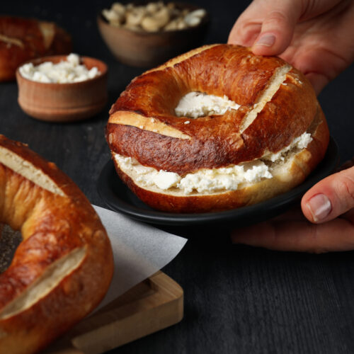 Platter of Bagels with Cream Cheese & Jam