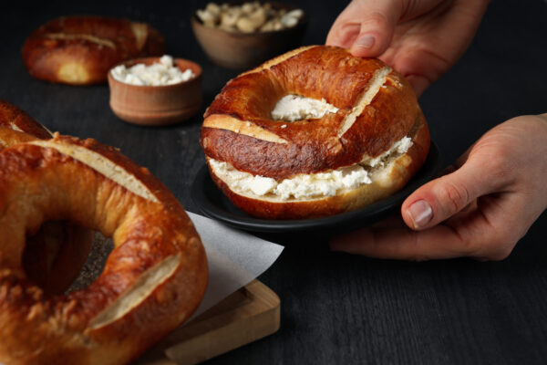 Platter of Bagels with Cream Cheese & Jam