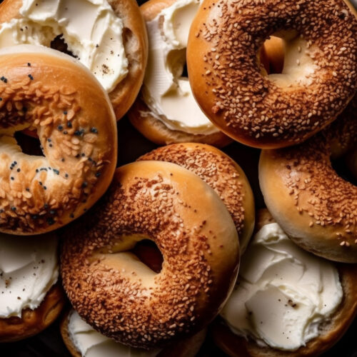 Mini bagels with cheese
