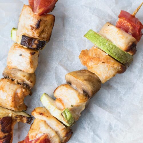 skewered salmon